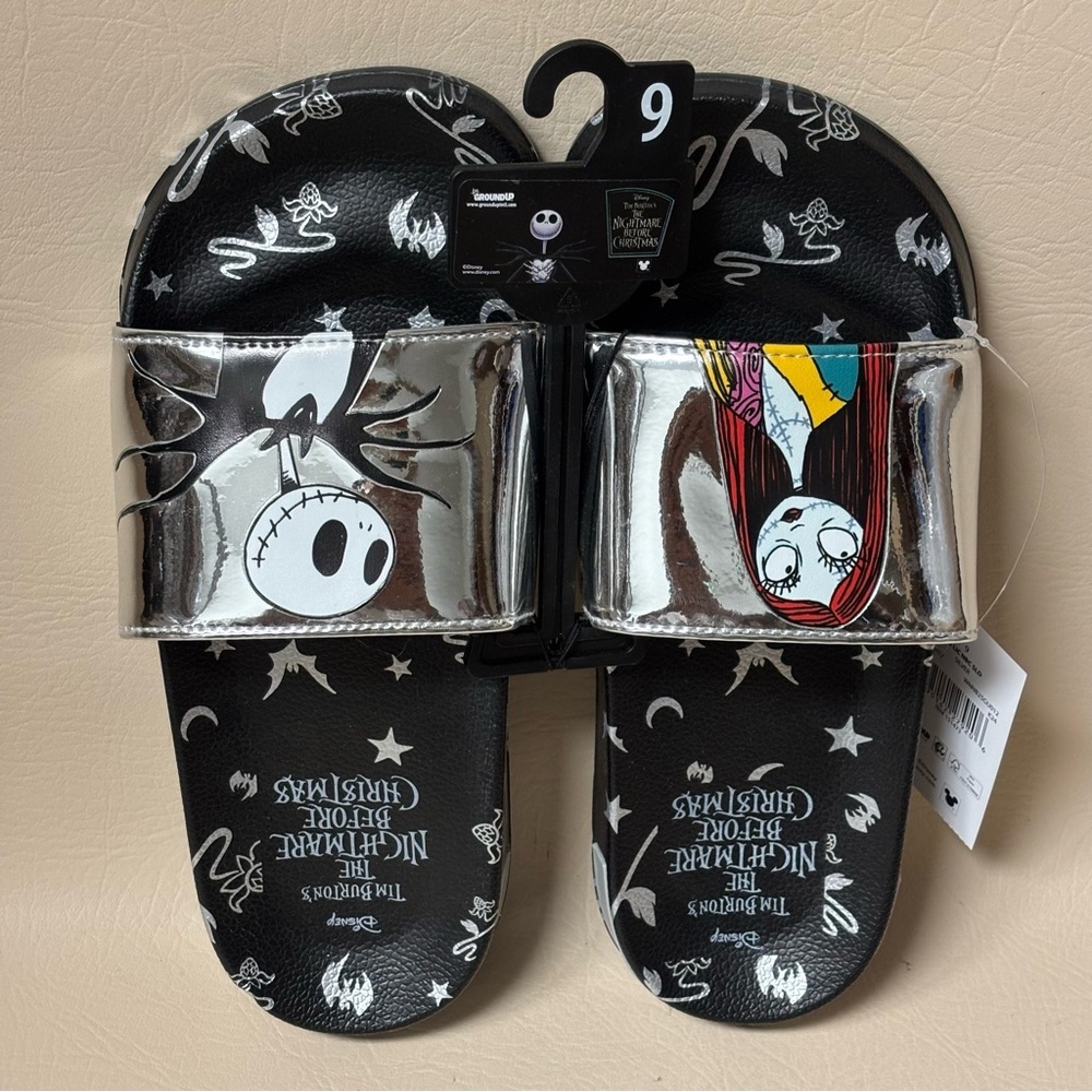 Nightmare Before Christmas Women's Metallic Slide Sandals Size 9